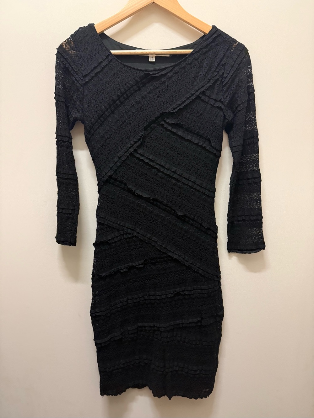 Max Studio Black Lace Long-Sleeve Bodycon Dress Sz small